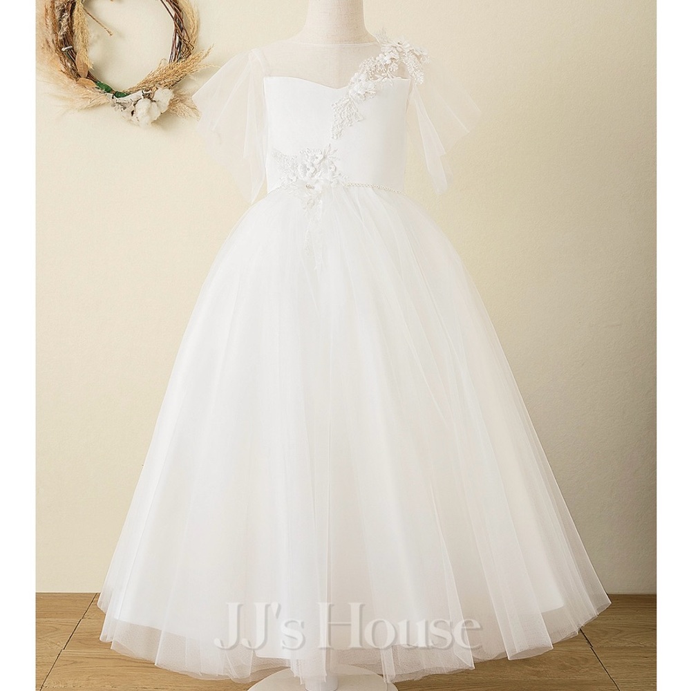 JJ’s House Ivory Tulle Flower Girl Dress Size 2T-3T